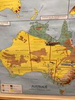 Oude schoolkaart Australië en Tasmanië - Bakker & Rusch, Ophalen of Verzenden, Aardrijkskunde