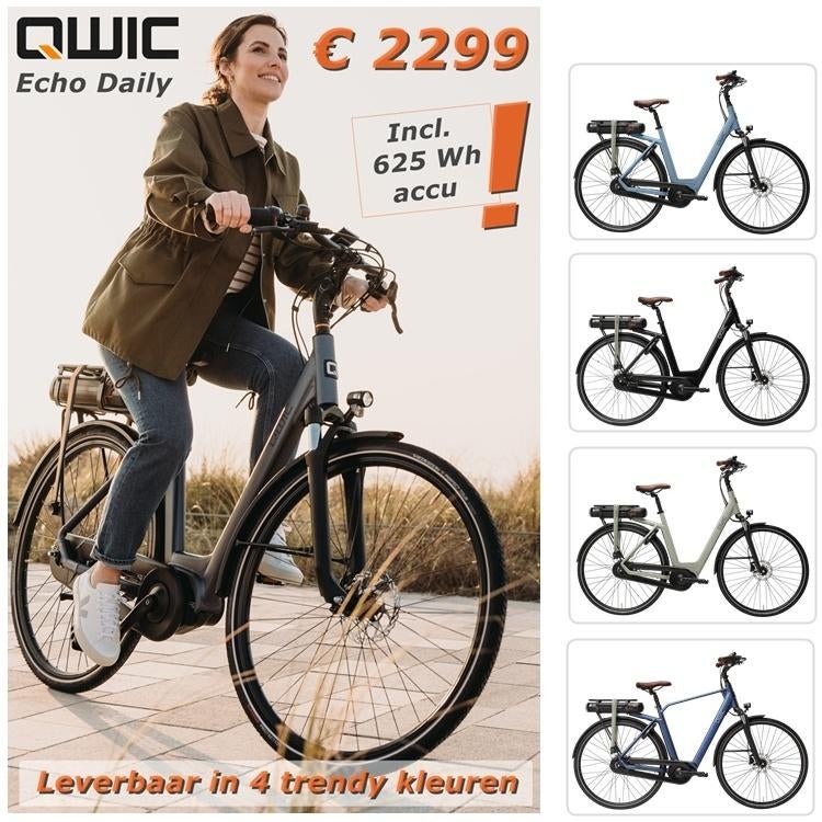 Qwic Premium Echo incl. 625 Wh accu, Fietsen en Brommers, Elektrische fietsen, Ophalen, Qwic, Nieuw, 51 tot 55 cm