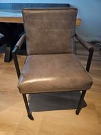 3 Eetkamer stoel met wielen grijs leer, Ophalen, Zo goed als nieuw, Grijs, Leer