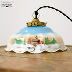 Vintage Antieke Art Deco Hanglamp Opaline Lichtblauw 1930s, Ophalen of Verzenden