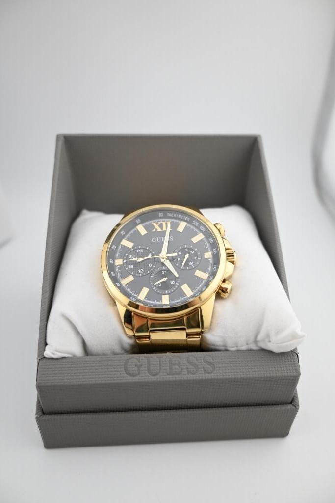 Guess GW0900G3 Analoog Heren Horloge Goud Kleurig, Sieraden, Tassen en Uiterlijk, Sporthorloges, Gebruikt, Android, Zwart, Ophalen of Verzenden