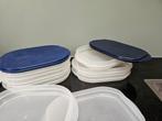 Tupperware stapel drie vleeswaren doosjes, Huis en Inrichting, Ophalen of Verzenden, Zo goed als nieuw, Blauw, Schaal