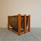 Vintage Scandinavische Krantenbak hout met bruin linnen, Ophalen of Verzenden, Zo goed als nieuw, X, X