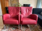 Twee designer leren fauteuils, Huis en Inrichting, Ophalen, Gebruikt, 50 tot 75 cm, Leer