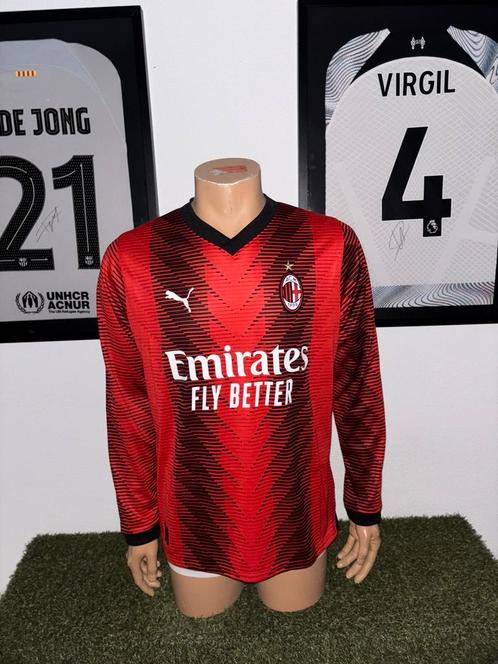 AC Milan thuisshirt 2023-2024 long sleeve, Sport en Fitness, Voetbal, Zo goed als nieuw, Shirt, Maat L, Ophalen of Verzenden