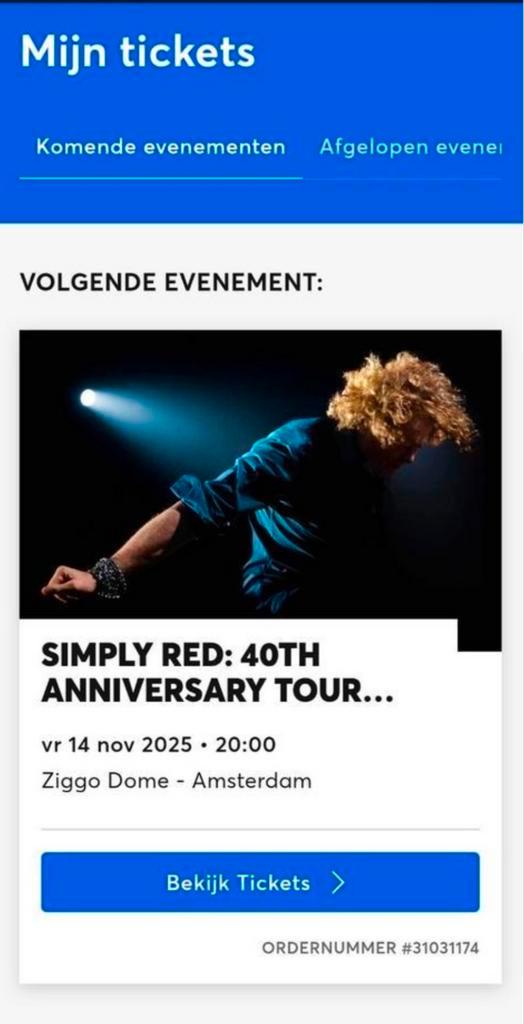 Te koop kaartje Simply Red, Tickets en Kaartjes, Concerten | Pop, Eén persoon, November