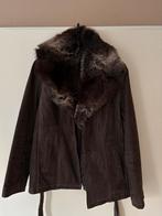 Leren damesjas (merk Per Voi) met bontkraag maat 42, Ophalen of Verzenden, Gedragen, Maat 42/44 (L), Bruin