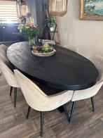 Zwarte eettafel mangohout te koop!, Ophalen, Gebruikt, 100 tot 150 cm, 200 cm of meer