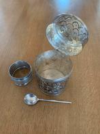 Verzilverd Servetring, Mosterdlepeltje & Busje, Antiek en Kunst, Ophalen of Verzenden, Zilver