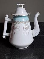 Mooie emaille koffiepot blauw/wit met fijne bloemetjes., Antiek en Kunst, Ophalen of Verzenden