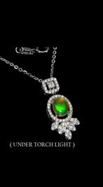 Zilveren hals ketting met natuurlijke Ethiopische vuur opaal, Verzenden, Nieuw, Met edelsteen, Zilver