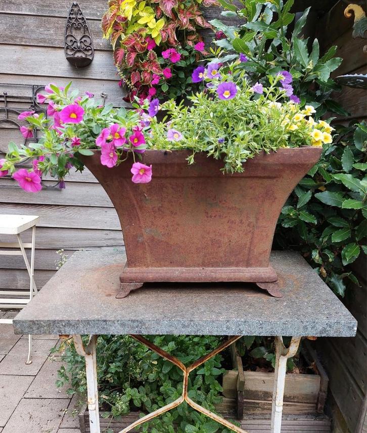 Mooie zware gietijzeren jardinière, Tuin en Terras, Tuinvazen, Gebruikt, Ophalen of Verzenden