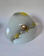 Schitterende plafonniere schaallamp wit geel goud seventies, Antiek en Kunst, Antiek | Lampen, Ophalen of Verzenden
