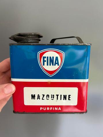 Olieblik olie blik oil can vintage fina purfina oud mancave beschikbaar voor biedingen