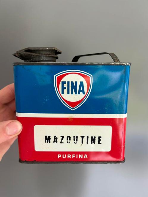Olieblik olie blik oil can vintage fina purfina oud mancave, Verzamelen, Blikken, Gebruikt, Overige, Overige merken, Ophalen of Verzenden