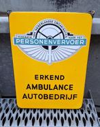 Emaille reclamebord F.N.O.P. Erkend Ambulance Autobedrijf🚘, Reclamebord, Gebruikt, ., Ophalen of Verzenden