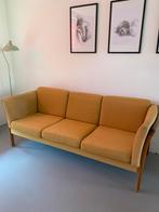Vintage scandinavisch deens design bank geel driezita, Ophalen, Hout, Gebruikt, 150 tot 200 cm