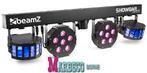 LED ShowBar 2x PAR, 2x Derby, Accu, PartyBar, Sound, DMX, Kleur, Nieuw, Info@marbeco.nl, BeamZ