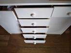Dressoir volhout grenen wit 7 Lades en 2 deuren, Ophalen, Gebruikt, 100 tot 150 cm, Rustiek