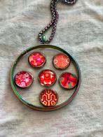 *Uniek!*Ketting+lockethanger+retro groovy patterns floaters…, Overige kleuren, Nieuw, Ophalen of Verzenden, Overige materialen