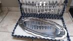 Vintage 12 persoons visbestek met visschaal, Huis en Inrichting, Keuken | Bestek, Ophalen, Zo goed als nieuw, Rvs of Chroom, Bestekset