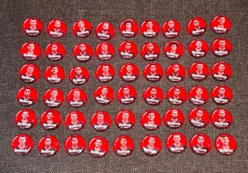 54 kroonkurken met voetballers Rode Duivels beschikbaar voor biedingen