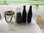 partij vazen rieten vaas windlicht bloemenvaas, Huis en Inrichting, Woonaccessoires | Vazen, Overige kleuren, Ophalen of Verzenden