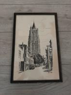 Tekening ets Grote Kerk Gorinchem - V.d. Hof, Ophalen