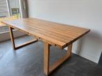 Teakhouten Eettafel met Rubberen Strips, Huis en Inrichting, Tafels | Eettafels, Ophalen, Gebruikt, Stoer, Teakhout