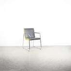 2x Leolux Spring (Eetkamer)Stoel Antraciet/Geel Leer –Chroom