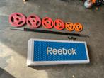 Reebok step met halter set stang en gewichten, Gebruikt, En halter set, Ophalen of Verzenden, Reebok