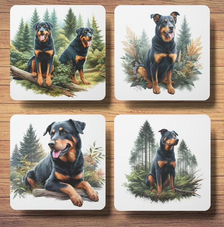 Beauceron Bos onderzetters met houder, Huis en Inrichting, Woonaccessoires | Onderzetters, Nieuw, Glas of Kopje, Ophalen of Verzenden
