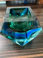 Murano ‘60 groenblauwe kom Sommerso Flavio Poli voor Seguso, Antiek en Kunst, Antiek | Glas en Kristal, Ophalen of Verzenden