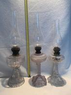3 Vintage glazen olielampen, Ophalen of Verzenden