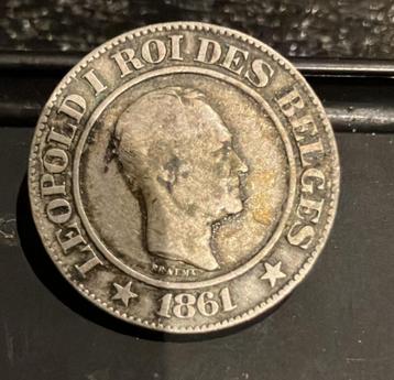 Belgische 20 Centimes 1861 - Leopold I Zilver beschikbaar voor biedingen