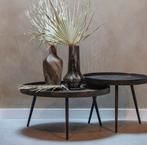 Woood bounds bijzettafel 2xL 2xXl zwart antique gold, Huis en Inrichting, Tafels | Salontafels, 50 tot 100 cm, Rond, Zo goed als nieuw