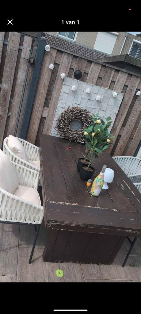 Eettafel met 4 eetstoelen, Tuin en Terras, Tuinsets en Loungesets, Gebruikt, Ophalen