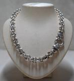 Zilveren Jasseron schakel collier met veerslot nr.067