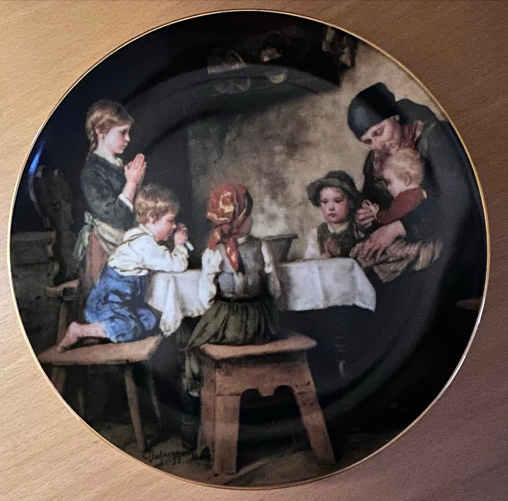 Vintage Lilien Porzellan Wandbord - Das Tischgebet, Ophalen of Verzenden