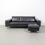 1x Leolux Antipode Bank 3,5-zits/235cm Zwart Leer + Hocker, Huis en Inrichting, Gebruikt, Overige maten, 75 tot 100 cm, Ophalen of Verzenden