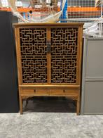 Houten kast met rotan deuren - boho / vintage stijl, Ophalen, 100 tot 150 cm, Zo goed als nieuw, Met lade(s)