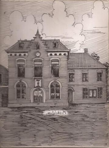 Middelstum Gemeentehuis Tekening Sievers 50 / 60er jaren beschikbaar voor biedingen
