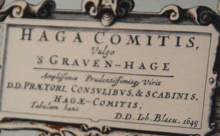 landkaart/Antieke Landkaart /Den Haag; Joan Blaeu - Haga C, Boeken, Atlassen en Landkaarten, Zo goed als nieuw, Landkaart, Nederland