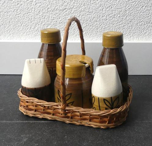 Vintage menage set olie azijn stel peper zout West-Germany, Huis en Inrichting, Keuken | Servies, Gebruikt, Overige typen, Overige stijlen