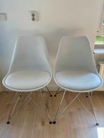 Witte eetkamerstoelen chroom onderstel, Ophalen, Kunststof, Twee, Wit