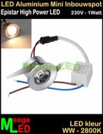LED Keuken mini inbouwspot spot 230V 1 watt M1 - Warmwit NDB, Ophalen of Verzenden, Nieuw