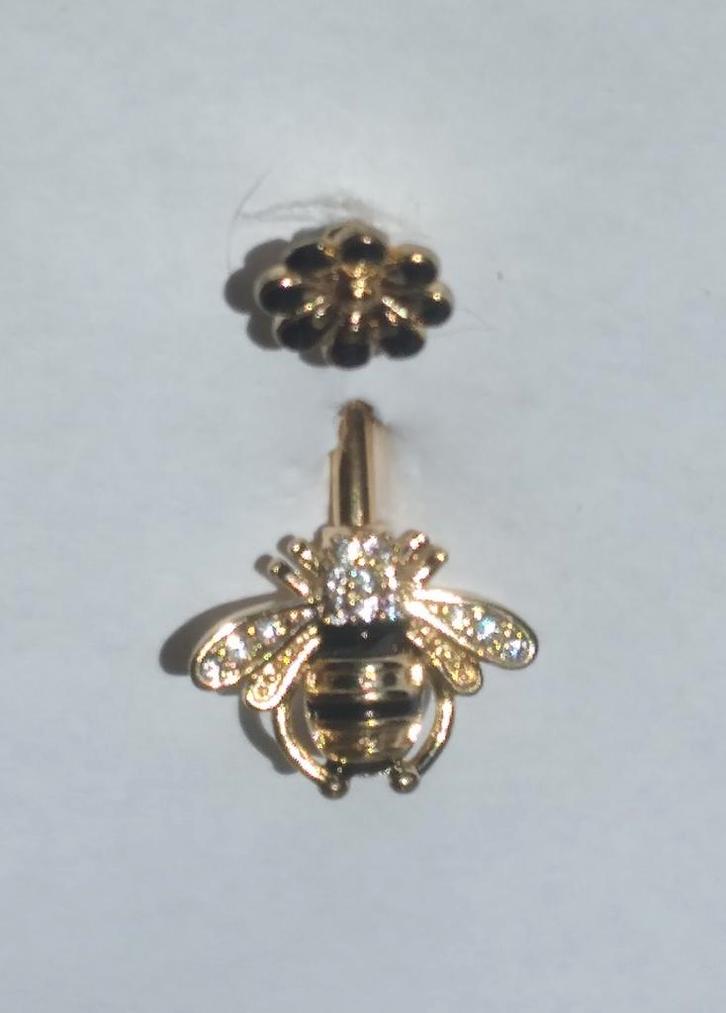 Navelpiercing Bij + bloem Design, Sieraden, Tassen en Uiterlijk, Piercings, Nieuw, Navelpiercing, Goud, Met strass, Ophalen of Verzenden