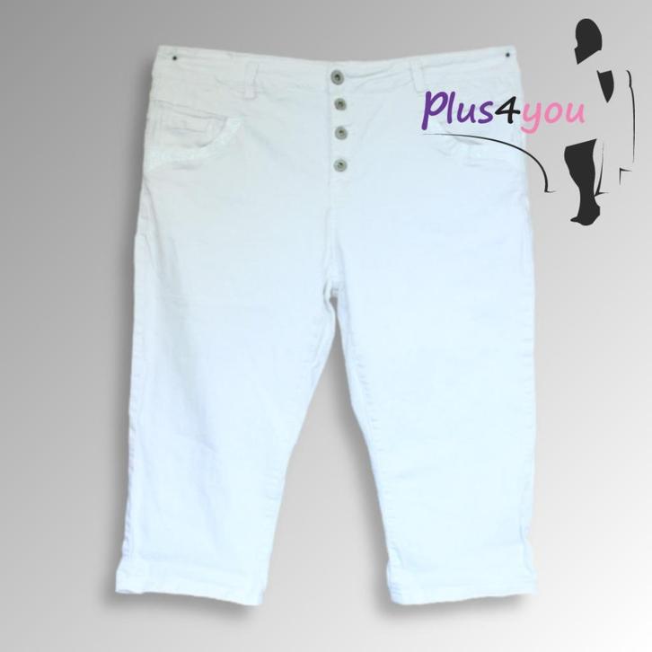 30398 Zgan Witte capri broek Karostar mt 48  K14, Kleding | Dames, Grote Maten, Zo goed als nieuw, Broek of Spijkerbroek, Wit
