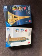 Ravensburger 3D Puzzel Set - Eiffeltoren & Big Ben, Ophalen of Verzenden, Minder dan 500 stukjes, Zo goed als nieuw, Rubik's of 3D-puzzel