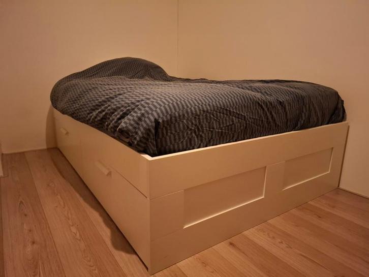 Hemnes, Huis en Inrichting, Slaapkamer | Bedden, Gebruikt, Tweepersoons, 140 cm, 200 cm, Hout, Wit, Ophalen